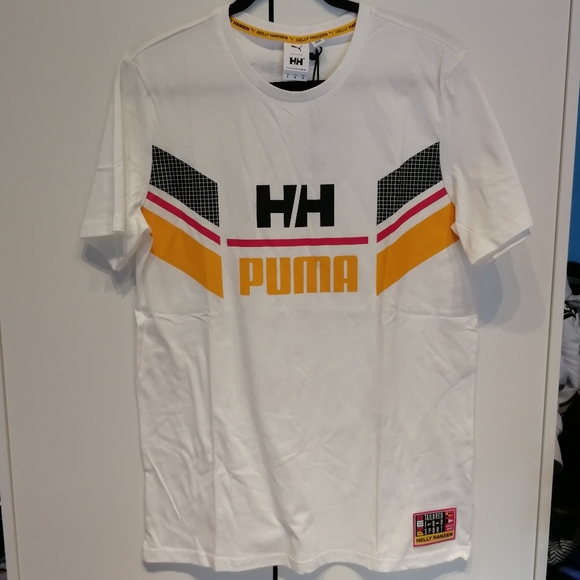 PUMA X HELLY HANSEN puma white graphic tshirt 100% cotton Medium NWT - Picture 2 of 14